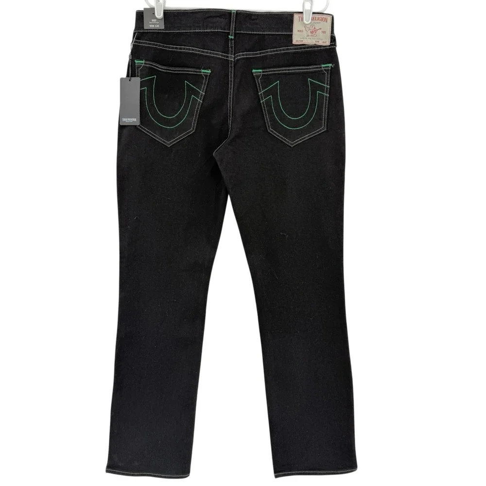 True Religion Men's Ricky Black Relaxed-Straight Stretch Jeans Sz 36x34 NWT $159